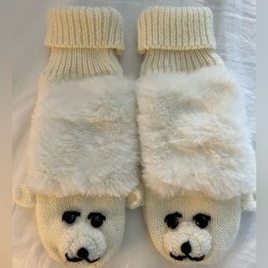 Adorable Polar Bear Knit Mittens Adult